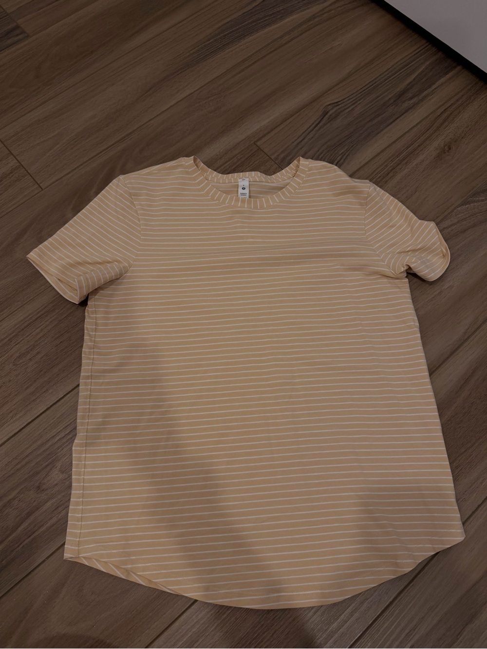 lululemon Short Sleeve Striped Tee - Light Beige and White